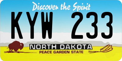 ND license plate KYW233