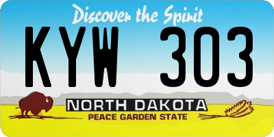 ND license plate KYW303