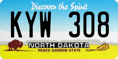 ND license plate KYW308