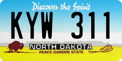 ND license plate KYW311