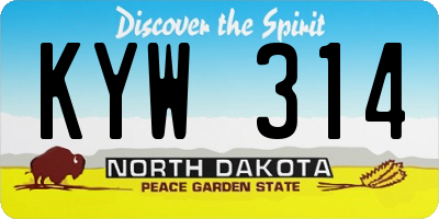 ND license plate KYW314