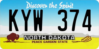 ND license plate KYW374