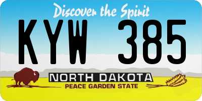 ND license plate KYW385