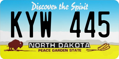ND license plate KYW445