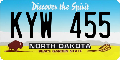 ND license plate KYW455