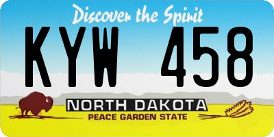 ND license plate KYW458