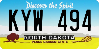 ND license plate KYW494