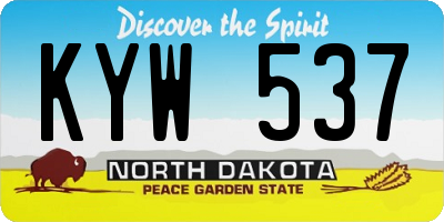 ND license plate KYW537