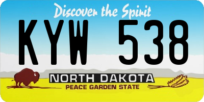 ND license plate KYW538