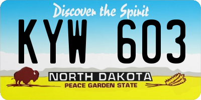 ND license plate KYW603