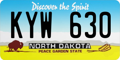 ND license plate KYW630