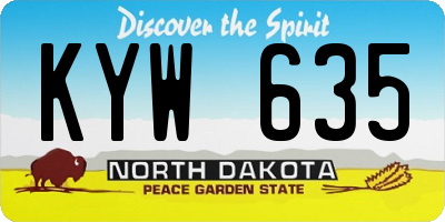 ND license plate KYW635