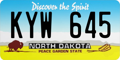 ND license plate KYW645