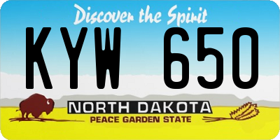 ND license plate KYW650