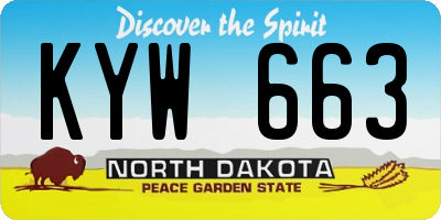 ND license plate KYW663