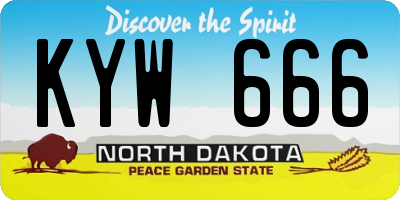 ND license plate KYW666