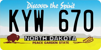 ND license plate KYW670