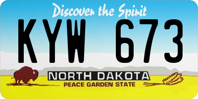 ND license plate KYW673