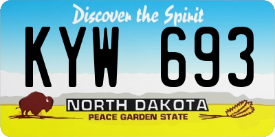 ND license plate KYW693