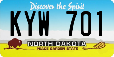 ND license plate KYW701