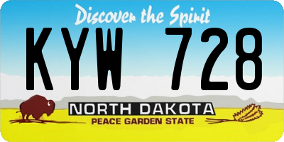 ND license plate KYW728