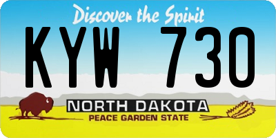 ND license plate KYW730