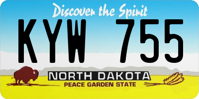 ND license plate KYW755