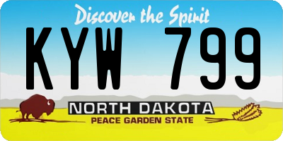 ND license plate KYW799