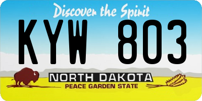 ND license plate KYW803