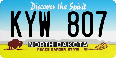 ND license plate KYW807