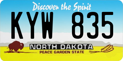 ND license plate KYW835