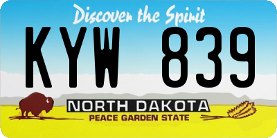 ND license plate KYW839
