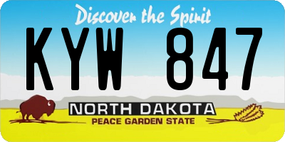 ND license plate KYW847