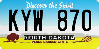 ND license plate KYW870
