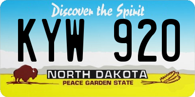 ND license plate KYW920