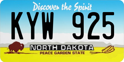 ND license plate KYW925
