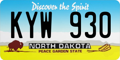 ND license plate KYW930