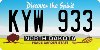 ND license plate KYW933