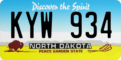 ND license plate KYW934