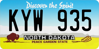 ND license plate KYW935