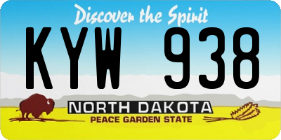 ND license plate KYW938