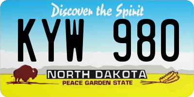 ND license plate KYW980