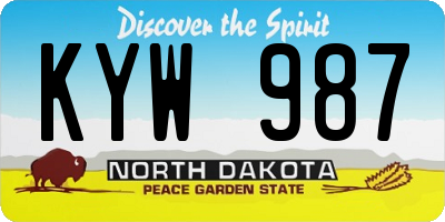 ND license plate KYW987