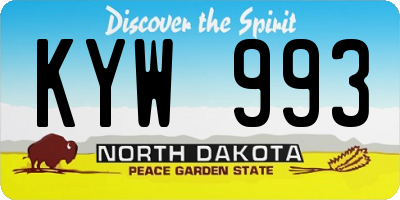 ND license plate KYW993
