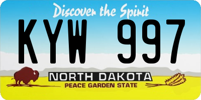 ND license plate KYW997