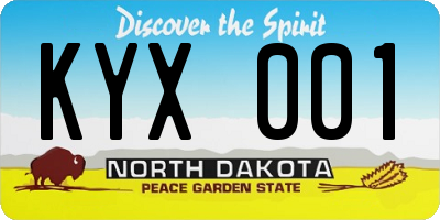 ND license plate KYX001