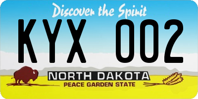 ND license plate KYX002