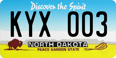 ND license plate KYX003