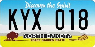 ND license plate KYX018