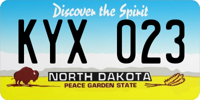 ND license plate KYX023